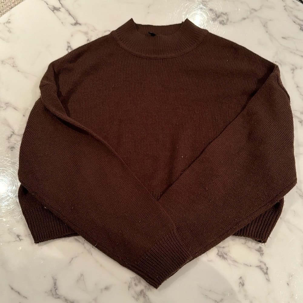Incredibly comfortable brown mock neck sweater